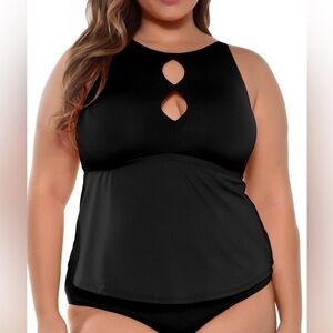 BECCA ETC‎ Color Code Black Tankini Plus Size